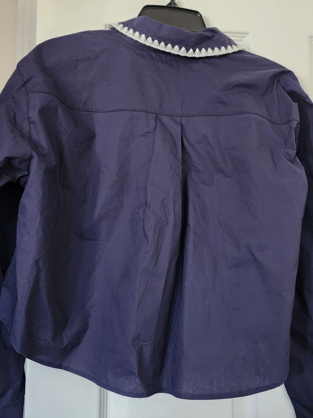 Lulus Navy Button-Front Shirt - Picture 2 of 6